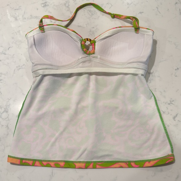 Boden - Womens Lime and Pink Tankini Bathing Suit Summer Pool Top Size 8 - Picture 5 of 7